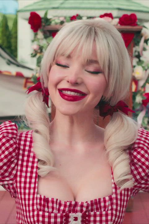 Dove Cameron in her "farmer's daughter" look is perfect for a roll in the hay
