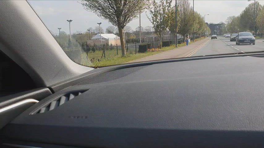 60fps Cock Edging my Erection Exposed in car Flashing women Porn GIF