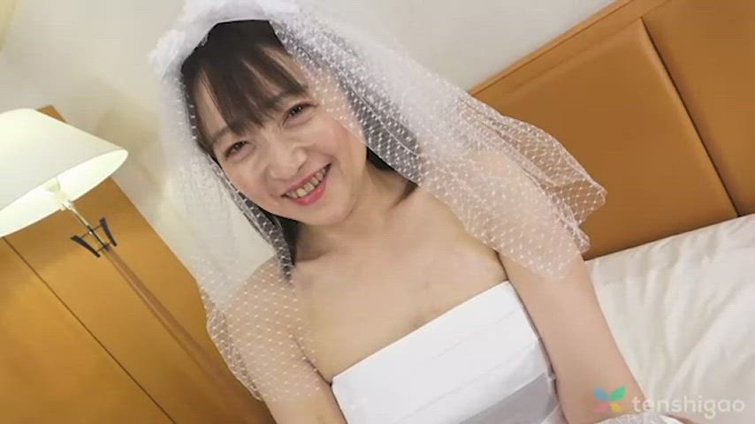Natsuko Lijima gets pussy fucked as a young bride in her wedding dress.
