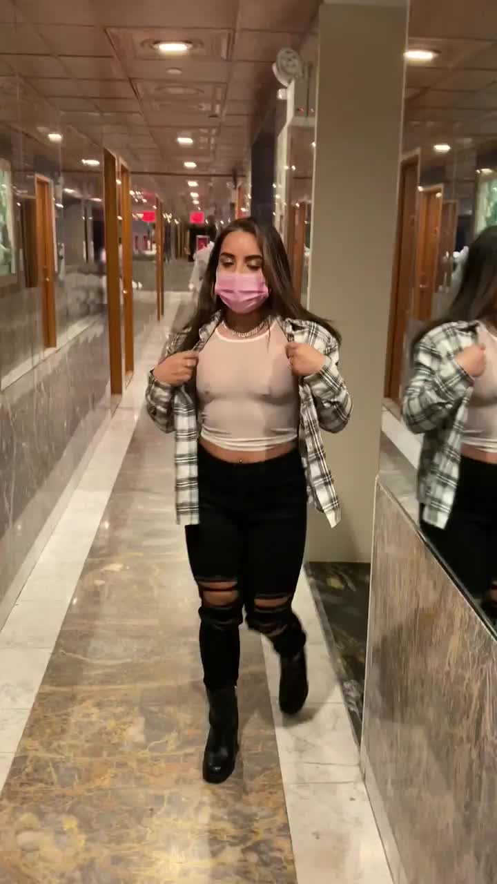 Flashing my tiny Mexicana tits in an NYC hotel hallway