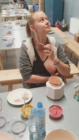Believe me, this was a very exciting ceramics class. Next time I'm going to make my big boobs out of clay. Heh [GIF]