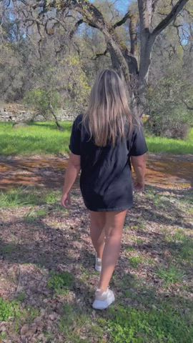 Nature walks with nothing but my shirt on 😊 [gif]