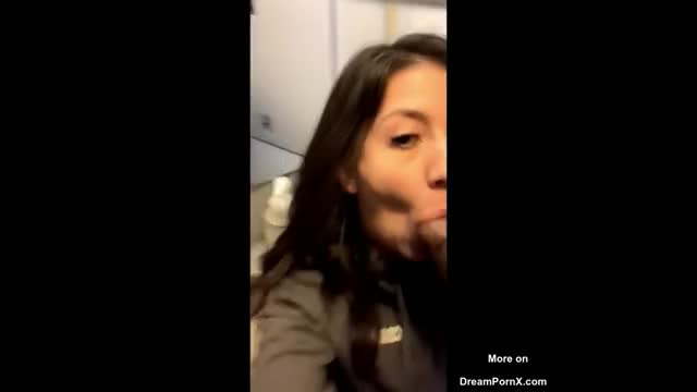 Sucking a huge BBC in the airplane bathroom