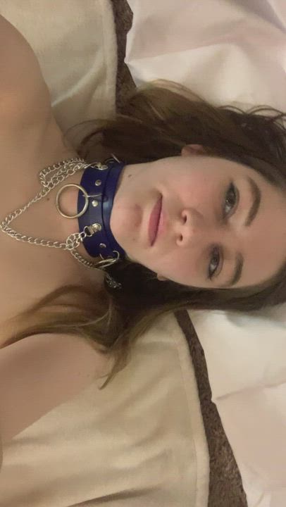 Collar, pieced nipples, and pretty pussy!