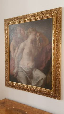 In a very serious and respected museum. I saw this painting and immediately knew what I had to do. heh [GIF] : video clip