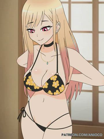Marin Kitagawa - taking off her bikini top (Anioco) [My Dress up Darling, Sono bisque doll wa koi wo suru]