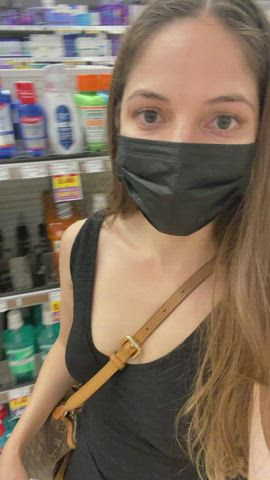 Flashing my tits and pussy in the pharmacy aisle to make it all better
