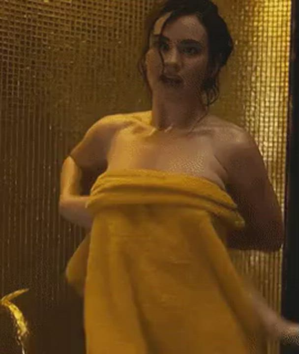 Lily James in a Shower