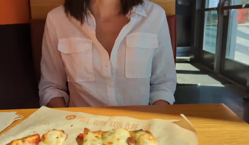 Caught flashing at the restaurant [GIF]