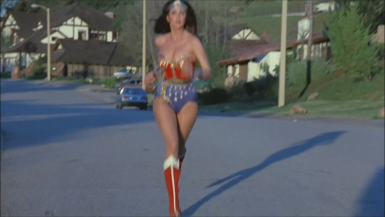 Lynda Carter's big tits look amazing in her Wonder Woman costume.